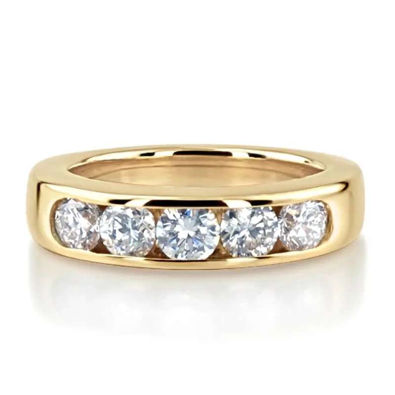 14K white gold Brilliant Round 5 Stone Channel Set Woman Diamond Ring (1 1/4 ct. tw.) - main view