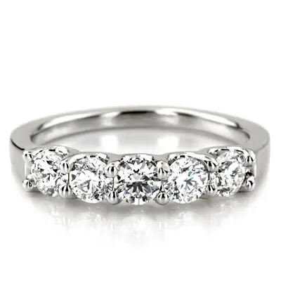 14K white gold New Classic 5-Stone U-Prong Woman Anniversary Band (1 ct. tw.) - alternate view 2 thumbnail