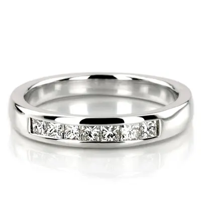 14K white gold Newly Designed 7 Stone Princess Cut Diamond Anniversary Band (1/5 ct. tw.) - main view thumbnail