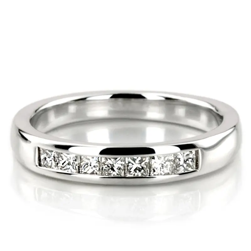 14K white gold Newly Designed 7 Stone Princess Cut Diamond Anniversary Band (1/5 ct. tw.) - main view