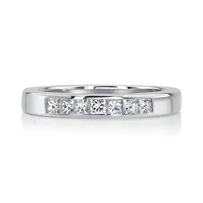 14K white gold Newly Designed 7 Stone Princess Cut Diamond Anniversary Band (1/2 ct. tw.) - alternate view 2 thumbnail