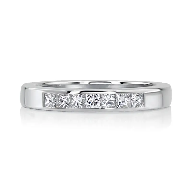 14K white gold Newly Designed 7 Stone Princess Cut Diamond Anniversary Band (1/2 ct. tw.) - alternate view 2