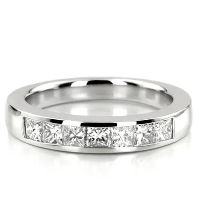 14K white gold Newly Designed 7 Stone Princess Cut Diamond Anniversary Band (1 ct. tw.) - main view thumbnail