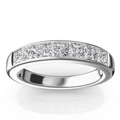 14K white gold Newly Designed 7 Stone Princess Cut Diamond Anniversary Band (1 1/4 ct. tw.) - alternate view 3 thumbnail