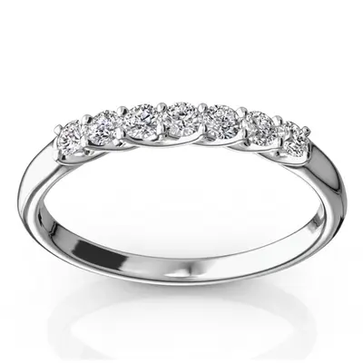14K white gold Low Set Trellis Setting 7 Stone Round Shank Women Anniversary Ring (1/4 ct. tw.) - main view thumbnail