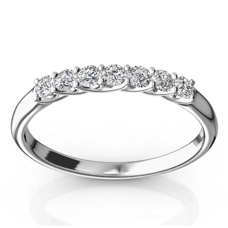 14K white gold Low Set Trellis Setting 7 Stone Round Shank Women Anniversary Ring (1/4 ct. tw.) - main view