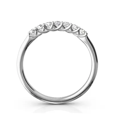 14K white gold Low Set Trellis Setting 7 Stone Round Shank Women Anniversary Ring (1/4 ct. tw.) - alternate view 3 thumbnail