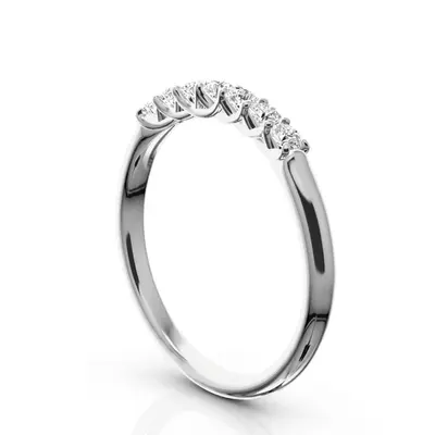 14K white gold Low Set Trellis Setting 7 Stone Round Shank Women Anniversary Ring (1/4 ct. tw.) - alternate view 4 thumbnail