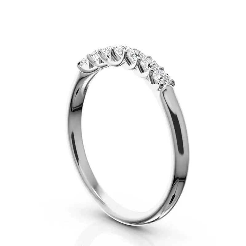 14K white gold Low Set Trellis Setting 7 Stone Round Shank Women Anniversary Ring (1/4 ct. tw.) - alternate view 4