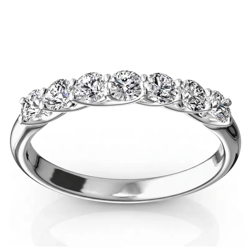 14K white gold Low Set Trellis Setting 7 Stone Round Shank Women Anniversary Ring (1/2 ct. tw.) - main view