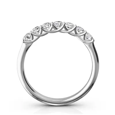 14K white gold Low Set Trellis Setting 7 Stone Round Shank Women Anniversary Ring (1/2 ct. tw.) - alternate view 3 thumbnail