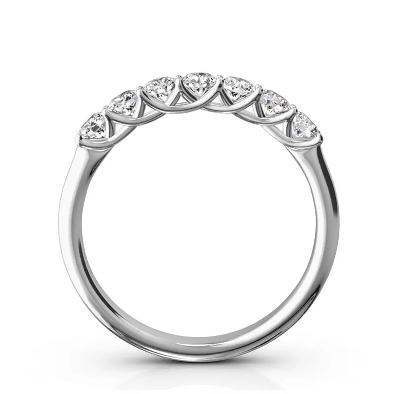 14K white gold Low Set Trellis Setting 7 Stone Round Shank Women Anniversary Ring (1/2 ct. tw.) - alternate view 3