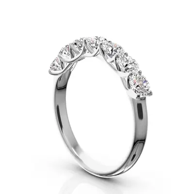14K white gold Low Set Trellis Setting 7 Stone Round Shank Women Anniversary Ring (1.00 ct. tw.) - alternate view 3 thumbnail
