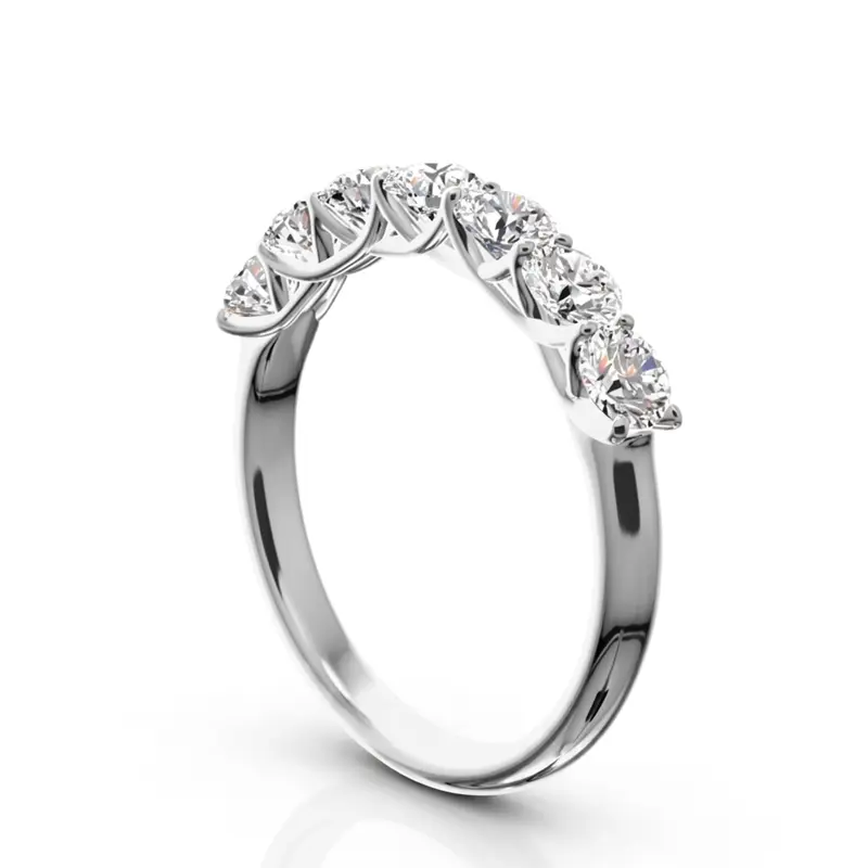 14K white gold Low Set Trellis Setting 7 Stone Round Shank Women Anniversary Ring (1.00 ct. tw.) - alternate view 3