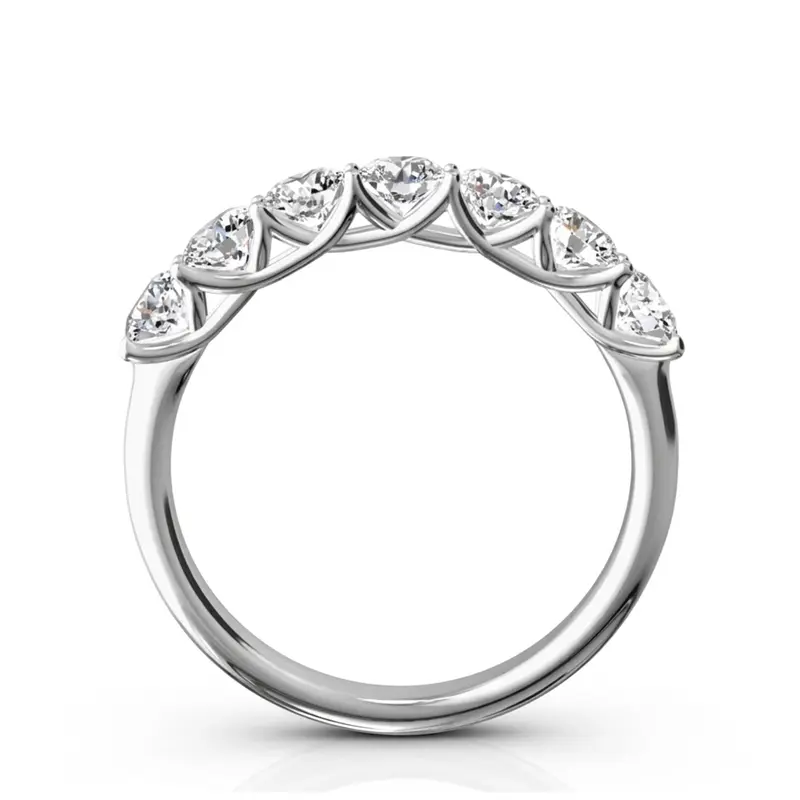 14K white gold Low Set Trellis Setting 7 Stone Round Shank Women Anniversary Ring (1.00 ct. tw.) - alternate view 4
