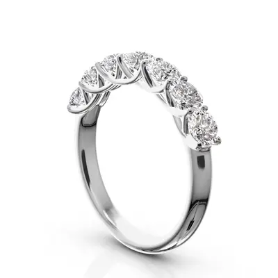 14K white gold Low Set Trellis Setting 7 Stone Round Shank Women Anniversary Ring (1 1/4 ct. tw.) - alternate view 3 thumbnail