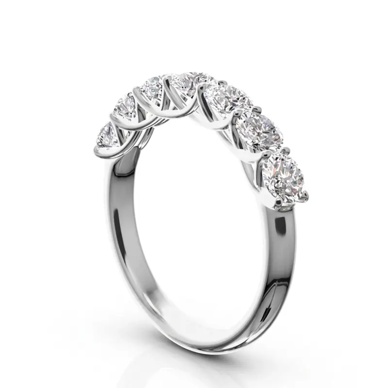 14K white gold Low Set Trellis Setting 7 Stone Round Shank Women Anniversary Ring (1 1/4 ct. tw.) - alternate view 3