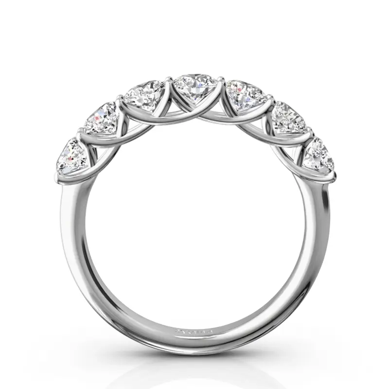 14K white gold Low Set Trellis Setting 7 Stone Round Shank Women Anniversary Ring (1 1/4 ct. tw.) - alternate view 4