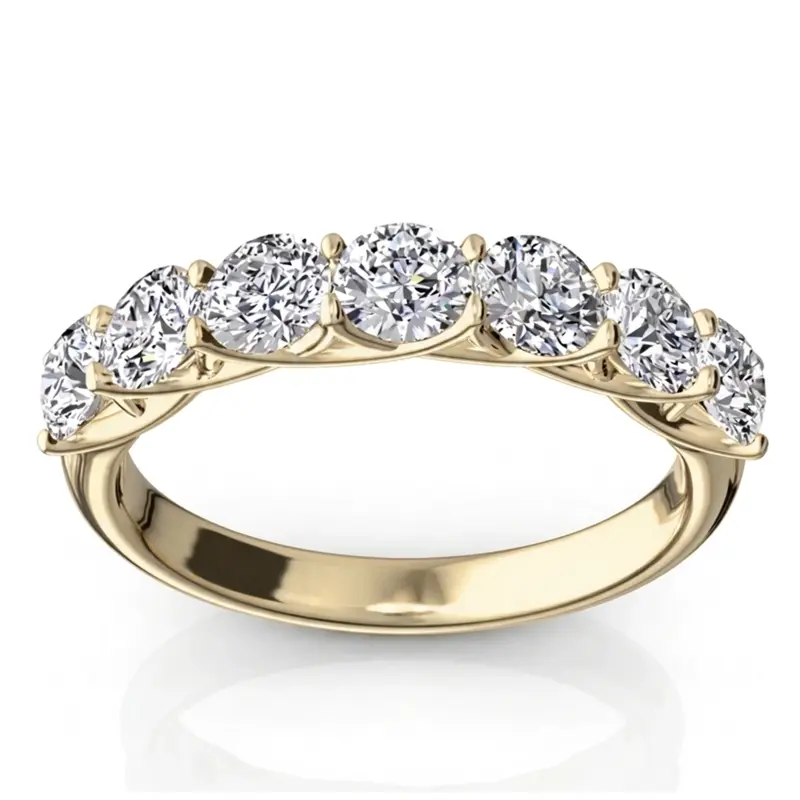 14K white gold Low Set Trellis Setting 7 Stone Round Shank Women Anniversary Ring (1 1/4 ct. tw.) - alternate view 2