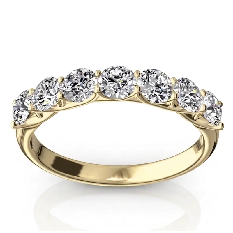 14K white gold Low Set Trellis Setting 7 Stone Round Shank Women Anniversary Ring (1.00 ct. tw.) - alternate view 2