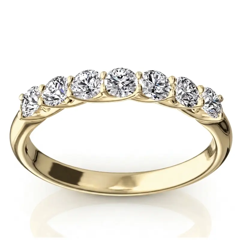 14K white gold Low Set Trellis Setting 7 Stone Round Shank Women Anniversary Ring (1/2 ct. tw.) - alternate view 2