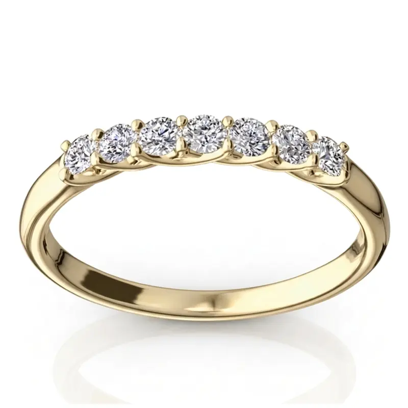 14K white gold Low Set Trellis Setting 7 Stone Round Shank Women Anniversary Ring (1/4 ct. tw.) - alternate view 2