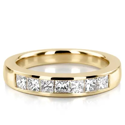 14K white gold Newly Designed 7 Stone Princess Cut Diamond Anniversary Band (1 ct. tw.) - alternate view 2 thumbnail