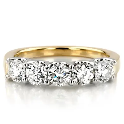 14K white gold New Classic 5-Stone U-Prong Woman Anniversary Band (1 ct. tw.) - main view thumbnail