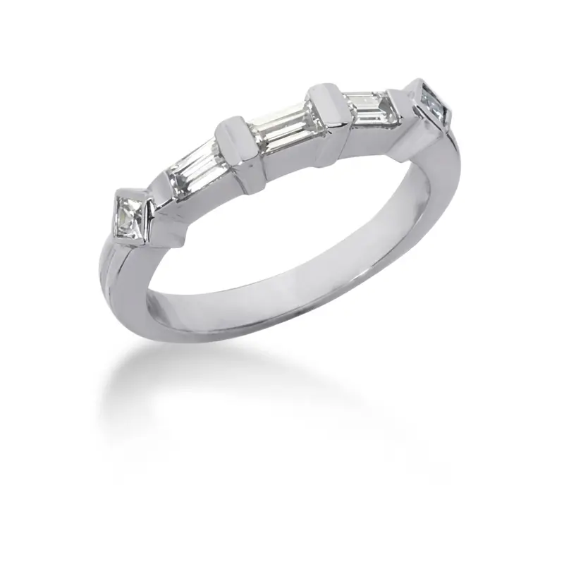 14K white gold Five Stone Bar Set Diamond Wedding Band (0.46 ct. tw.) - main view