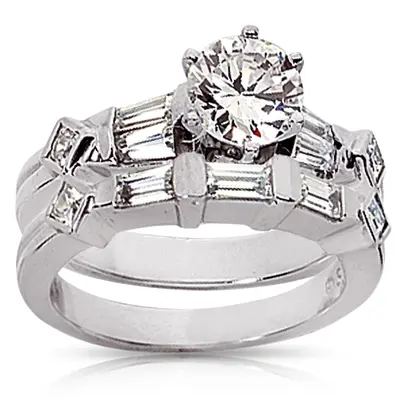 14K white gold Five Stone Bar Set Diamond Wedding Band (0.46 ct. tw.) - alternate view 3 thumbnail