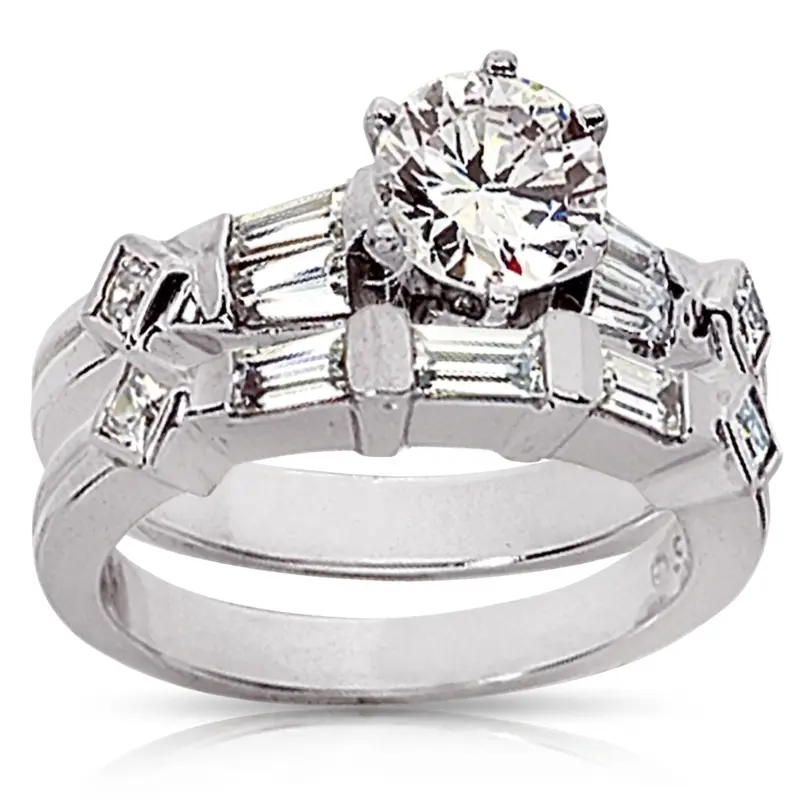 14K white gold Five Stone Bar Set Diamond Wedding Band (0.46 ct. tw.) - alternate view 3