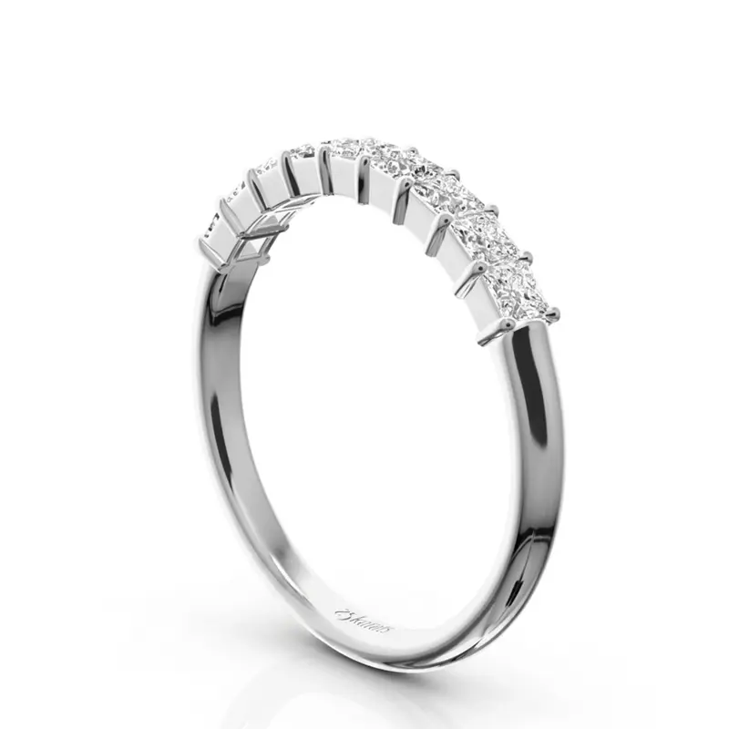 14K white gold Closed Basket Setting 9-Stone Princess Cut Anniversary Ring (5/8 ct. tw.) - main view