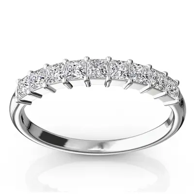 14K white gold Closed Basket Setting 9-Stone Princess Cut Anniversary Ring (5/8 ct. tw.) - alternate view 2 thumbnail