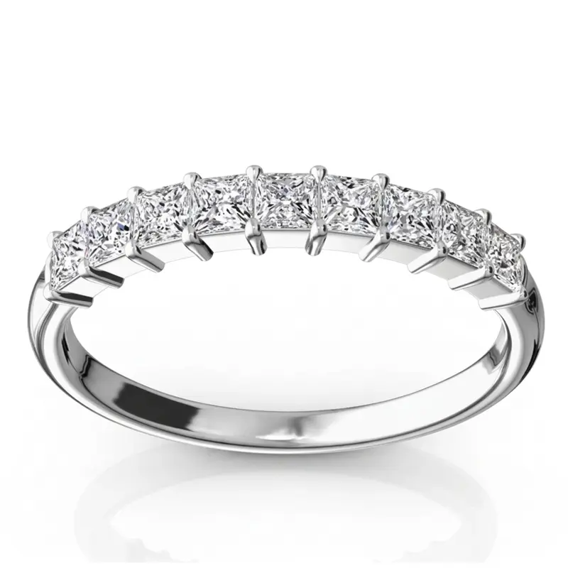 14K white gold Closed Basket Setting 9-Stone Princess Cut Anniversary Ring (5/8 ct. tw.) - alternate view 2
