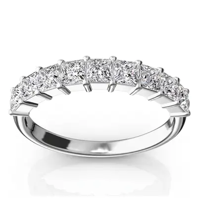 14K white gold Closed Basket Setting 9-Stone Princess Cut Anniversary Ring (1.00 ct. tw.) - main view thumbnail