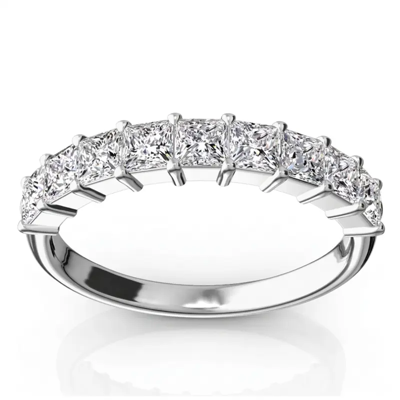 14K white gold Closed Basket Setting 9-Stone Princess Cut Anniversary Ring (1.00 ct. tw.) - main view