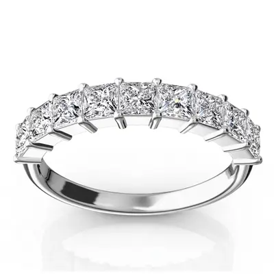 14K white gold Closed Basket Setting 9-Stone Princess Cut Anniversary Ring (1.26 ct. tw.) - alternate view 2 thumbnail