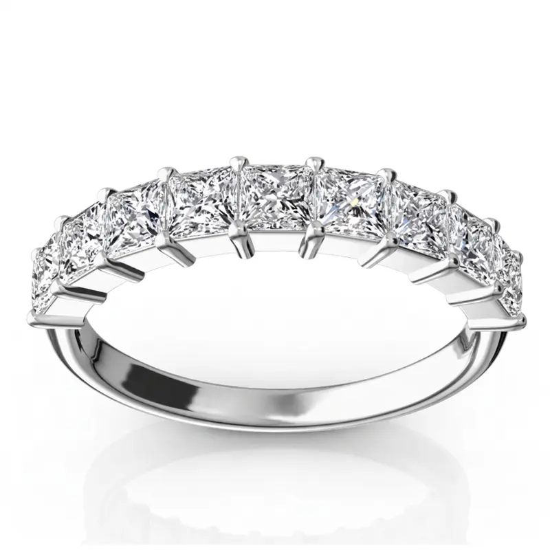 14K white gold Closed Basket Setting 9-Stone Princess Cut Anniversary Ring (1.26 ct. tw.) - alternate view 2