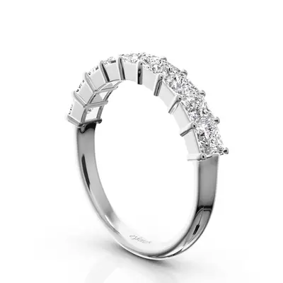 14K white gold Closed Basket Setting 9-Stone Princess Cut Anniversary Ring (1.26 ct. tw.) - alternate view 3 thumbnail