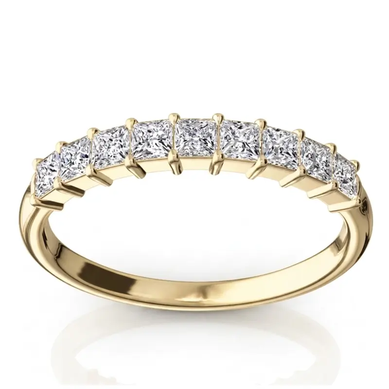 14K white gold Closed Basket Setting 9-Stone Princess Cut Anniversary Ring (5/8 ct. tw.) - alternate view 3