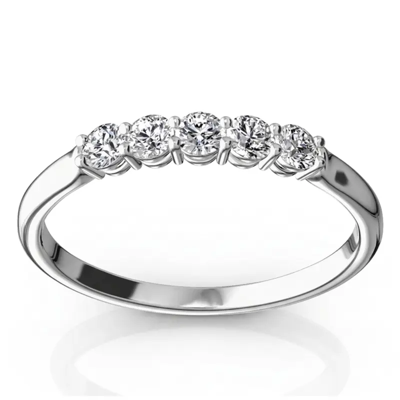 14K white gold Shared Prong Classic Five Stone Anniversary Ring(1/4 ct. tw) - main view