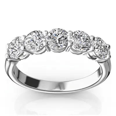 14K white gold Shared Prong Classic Five Stone Anniversary Ring (1 1/4 ct. tw.) - alternate view 4 thumbnail