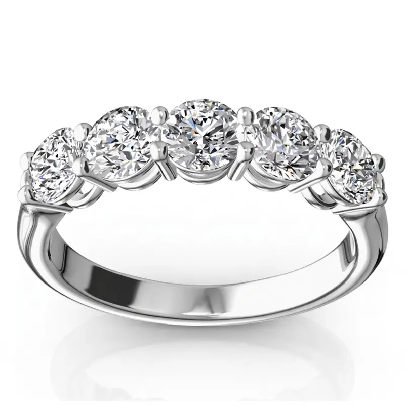 14K white gold Shared Prong Classic Five Stone Anniversary Ring (1 1/4 ct. tw.) - alternate view 4