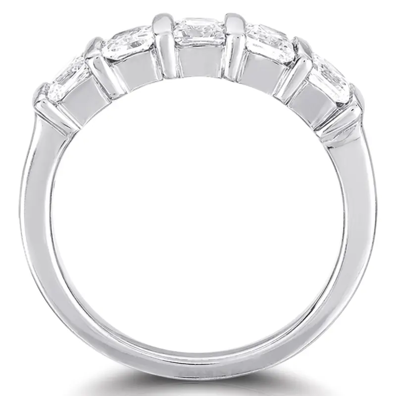 14K white gold 5 Stone Contemporary Bar Set Princess Cut Women Diamond Ring (3/4 ct. tw.) - alternate view 2