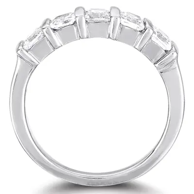 14K white gold 5 Stone Contemporary Bar Set Princess Cut Women Diamond Ring (1 ct. tw.) - alternate view 4 thumbnail