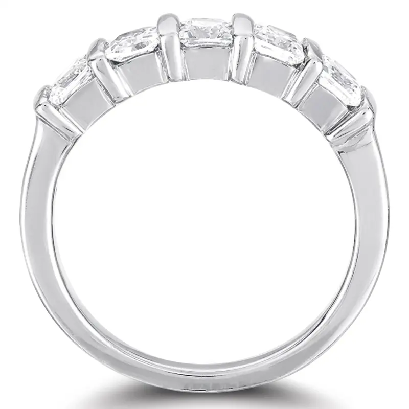 14K white gold 5 Stone Contemporary Bar Set Princess Cut Women Diamond Ring (1 ct. tw.) - alternate view 4