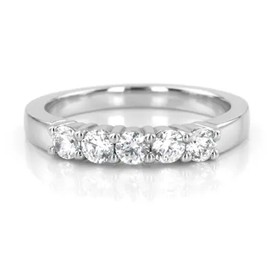 14K white gold 5 Stone Shared Prong Women Anniversary Ring (1/4 ct. tw.) - alternate view 6 thumbnail