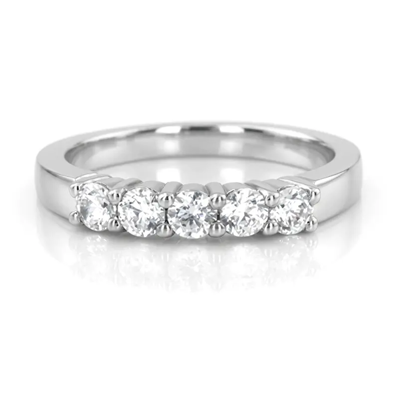 14K white gold 5 Stone Shared Prong Women Anniversary Ring (1/4 ct. tw.) - alternate view 6