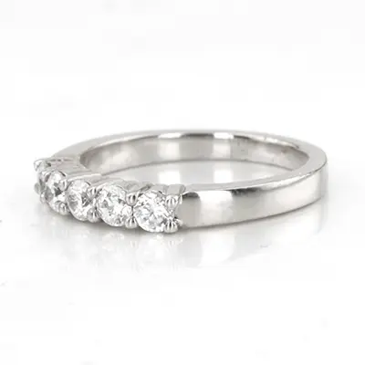14K white gold 5 Stone Shared Prong Women Anniversary Ring (1/4 ct. tw.) - alternate view 3 thumbnail