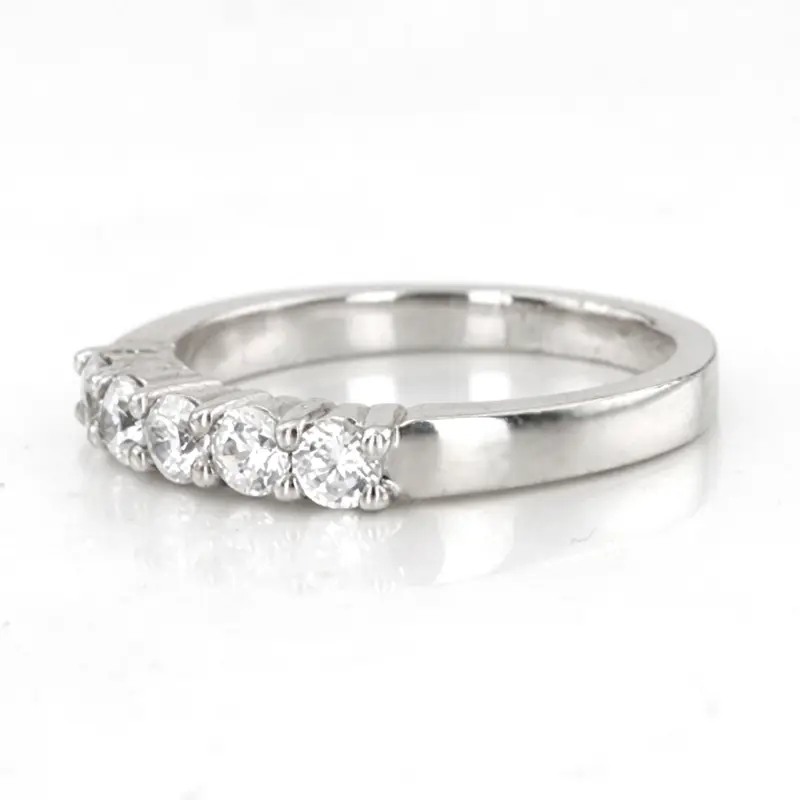 14K white gold 5 Stone Shared Prong Women Anniversary Ring (1/4 ct. tw.) - alternate view 3